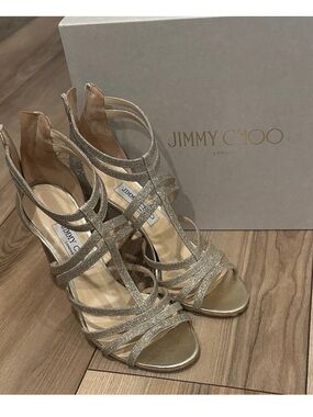 Once used Jimmy Choo Gold Strappy High Heel Sandals